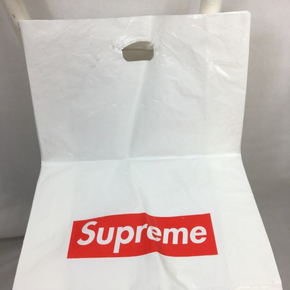 SUPREME AUTHENTIC white plastic shopping bag front